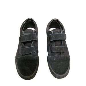 VANS Old Skool V Black Canvas & Suede Double Strap Sneakers Kids Size 3 Skateboa